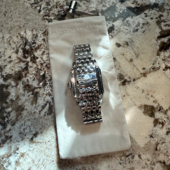 Super Rare Michele Large Deco Diamond Grey Mosaic Watch MW06T01A1977 - Picture 7 of 11